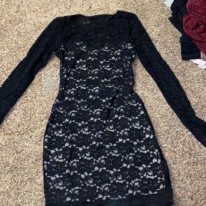 Express Black lace long sleeve bodycon mini dress